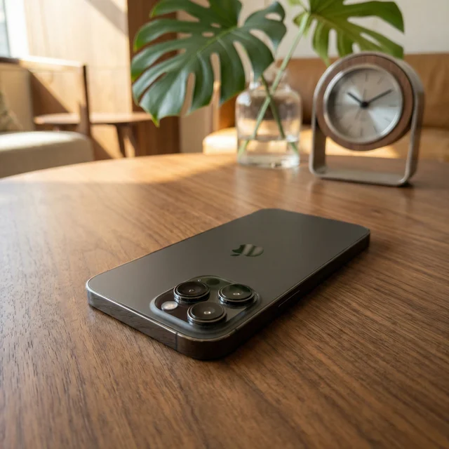 Refurbished iPhone 13 Pro Max in use, showcasing its large ProMotion display in a everyday setting