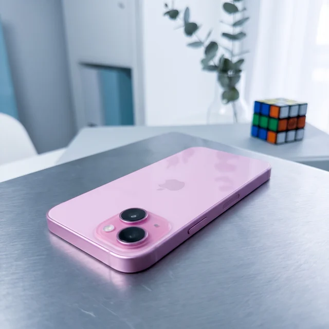 Apple iPhone 16 Pink in use showing apps, Good condition refurbished phone