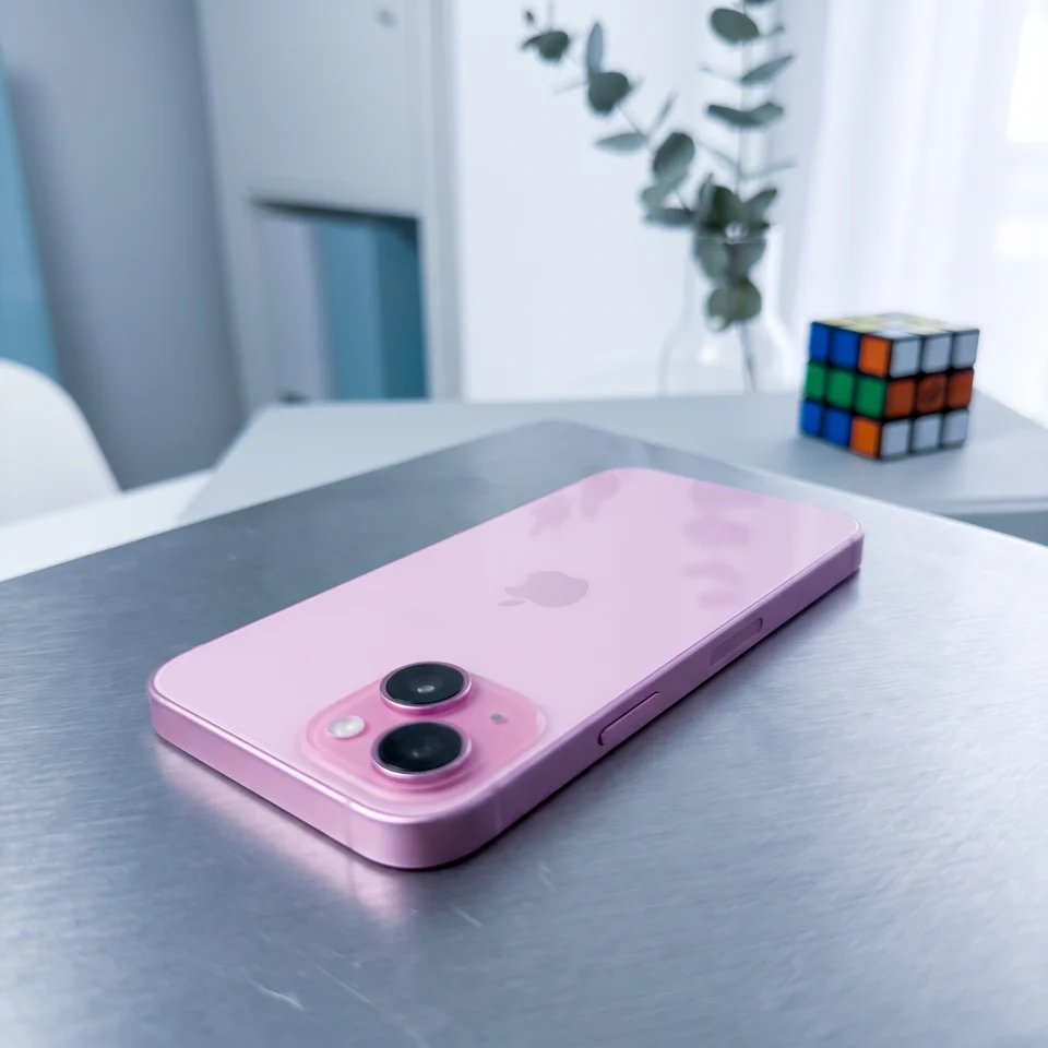 Apple iPhone 16 Pink in use showing apps, Good condition refurbished phone