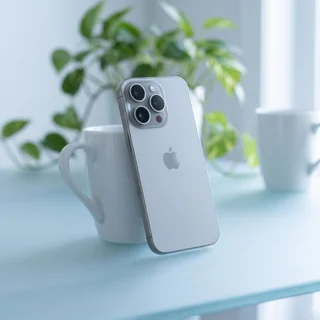 Apple iPhone 15 Pro Natural Titanium being held, displaying home screen