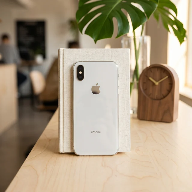 Apple iPhone X 64GB White in excellent condition held in hand, with apps on screen, showcasing everyday use.