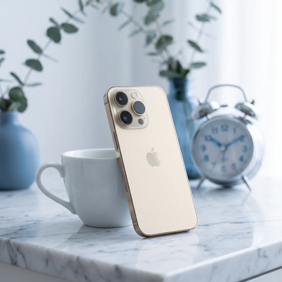 Apple iPhone 14 Pro Gold being used in everyday setting - refurbished by mendmyi