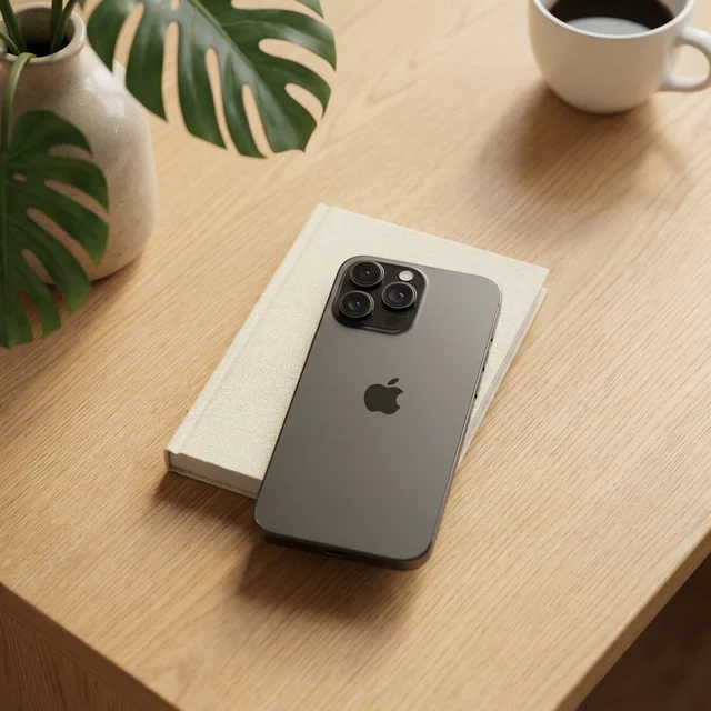 Refurbished iPhone 14 Pro Max in use, showcasing the large Dynamic Island display in a everyday setting