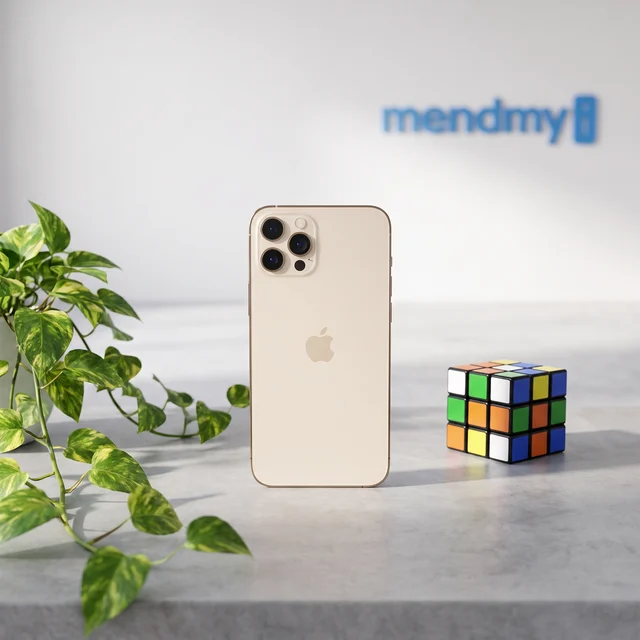 Refurbished Apple iPhone 12 Pro Max Gold in use with bright display