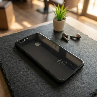 Refurbished iPhone 8 Plus in use, showcasing its large screen and camera capabilities in a everyday setting