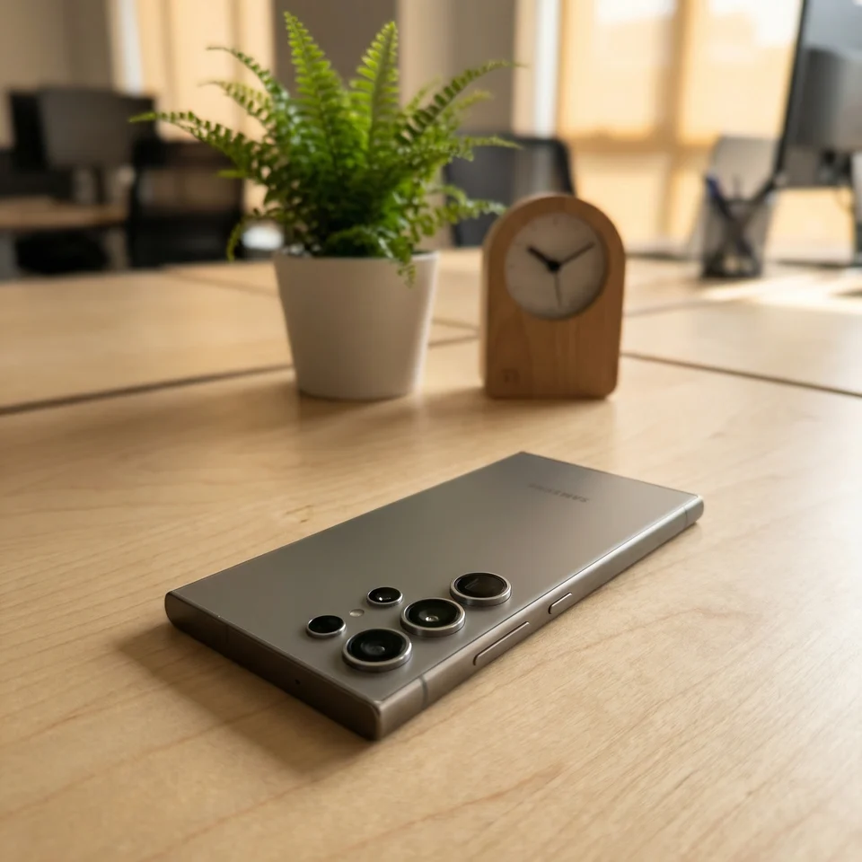 Refurbished Samsung Galaxy S24 Ultra in use, showcasing display and S Pen functionality