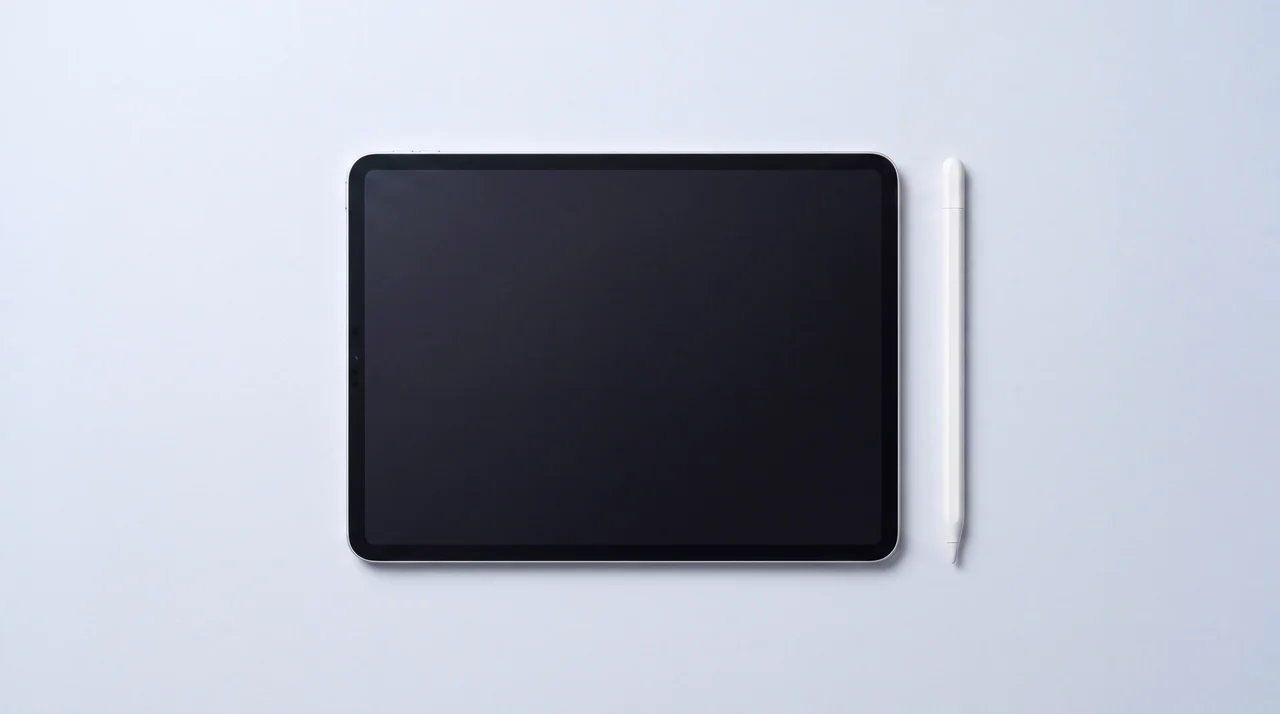 A pristine iPad Pro lying flat beside a whole Apple Pencil, both tested and ready to hand back to their owner