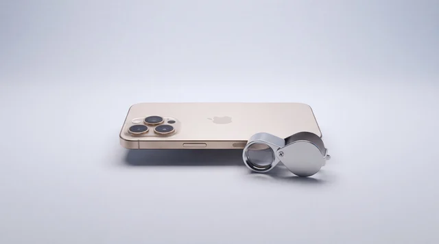 A refurbished iPhone beside a jeweller's loupe, ready to be checked before you buy