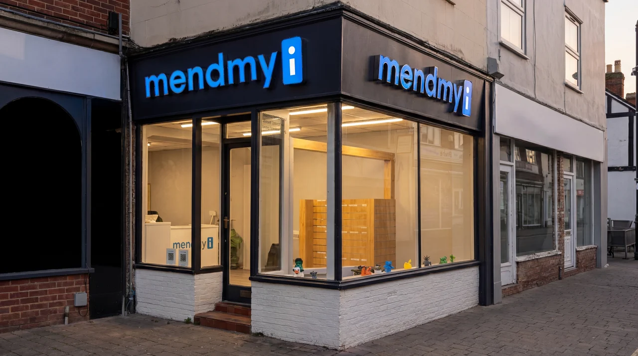 mendmyi shop on Queen Street, Haverhill — a traditional British high street repair shop